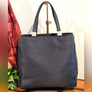 Versace La Medusa Black Nylon and Leather Vintage Tote